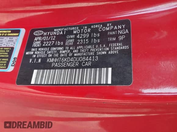 2013 Hyundai Genesis Coupe Premium с VIN KMHHT6KD4DU084413, выставлен на аукционе IAAI как лот 43626549 с пробегом 86 534 миль миль и . История ставок и продаж доступна на DreamBid. Изображение 9.