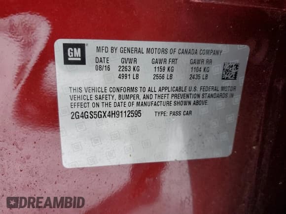 ✅ 2017 Buick Regal Premium II • VIN: 2G4GS5GX4H9112595 • Lot: 43716315. Listed on Copart with 82,261 mi. Free auction sales archive from the USA and detailed vehicle history report at DreamBid. Image 12.