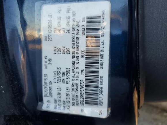 ✅ 2000 Dodge Dakota Sport • VIN: 1B7GL2AN5YS700737 • Lot: 85506424. Wystawiony na Copart z przebiegiem 211 304 mil. Bezpłatny archiwum sprzedaży aukcyjnych z USA i szczegółowy raport historii pojazdu na DreamBid. Zdjęcie 12.