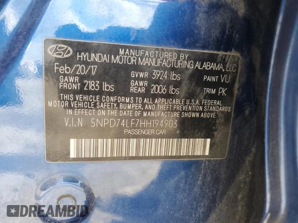 ✅ 2017 Hyundai Elantra SE • VIN: 5NPD74LF7HH194903 • Лот: 86533755. Опубликован ранее на Copart с пробегом 195 768 миль. Бесплатный доступ к архиву аукционных продаж из США и подробный отчёт об истории автомобиля на DreamBid. Изображение 12.