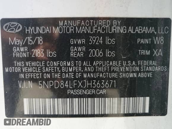 2018 Hyundai Elantra Value Edition с VIN 5NPD84LFXJH363671, выставлен на аукционе Copart как лот 85087565 с пробегом 144 769 миль миль и Списание • Salvage title. История ставок и продаж доступна на DreamBid. Изображение 12.