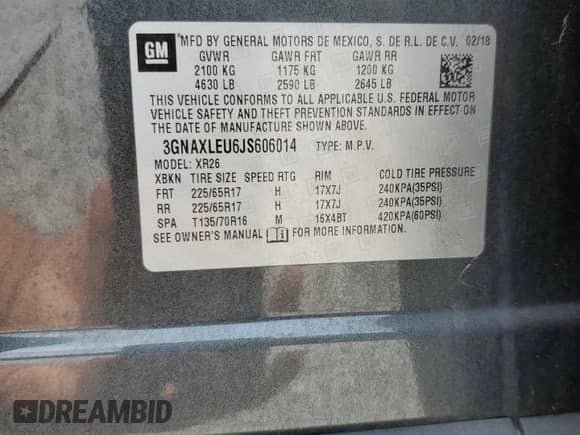 2018 Chevrolet Equinox LT z VIN 3GNAXLEU6JS606014, wystawiony jako Copart lot #60461525 z przebiegiem 41 026 mil mil oraz Szkoda całkowita • Salvage title. Historia ofert i sprzedaży dostępna na DreamBid. Obrazek 13.