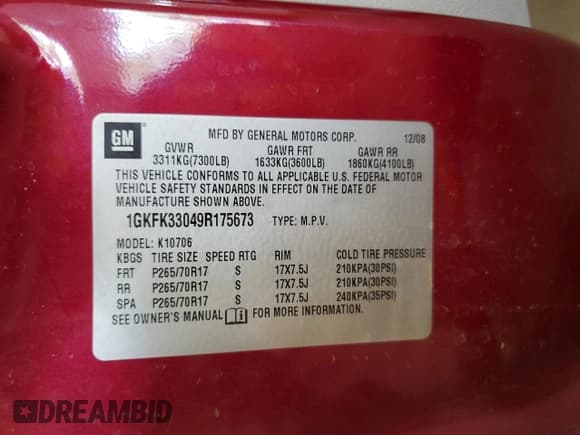 ✅ 2009 GMC Yukon SLT 4SB • VIN: 1GKFK33049R175673 • Лот: 66043105. Опубликован ранее на Copart с пробегом 146 269 миль. Бесплатный доступ к архиву аукционных продаж из США и подробный отчёт об истории автомобиля на DreamBid. Изображение 13.