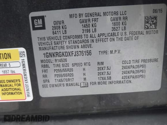 ✅ 2015 Chevrolet Traverse LT • VIN: 1GNKRGKDXFJ376156 • Lot: 41108024. Wystawiony na IAAI z przebiegiem 100 601 mil. Bezpłatny archiwum sprzedaży aukcyjnych z USA i szczegółowy raport historii pojazdu na DreamBid. Zdjęcie 9.