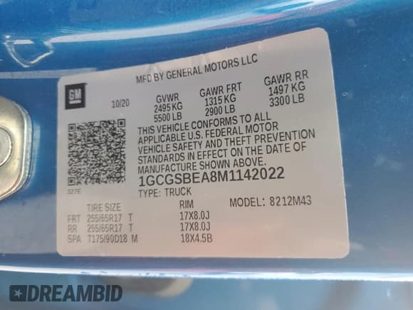 ✅ 2021 Chevrolet Colorado 2WD Work Truck • VIN: 1GCGSBEA8M1142022 • Lot: 51664265. Wystawiony na Copart z przebiegiem 56 130 mil. Bezpłatny archiwum sprzedaży aukcyjnych z USA i szczegółowy raport historii pojazdu na DreamBid. Zdjęcie 13.