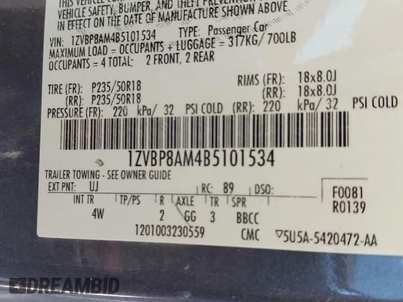 ✅ 2011 Ford Mustang Premium • VIN: 1ZVBP8AM4B5101534 • Лот: 43588148. Опубликован ранее на IAAI с пробегом 212 024 миль. Бесплатный доступ к архиву аукционных продаж из США и подробный отчёт об истории автомобиля на DreamBid. Изображение 9.