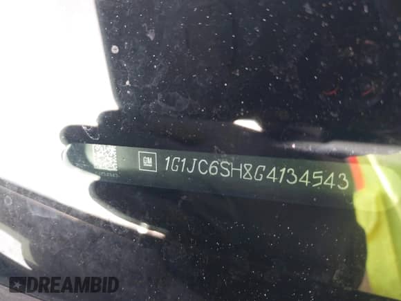 2016 Chevrolet Sonic LT с VIN 1G1JC6SH8G4134543, выставлен на аукционе IAAI как лот 43363039 с пробегом Не указан миль и . История ставок и продаж доступна на DreamBid. Изображение 9.