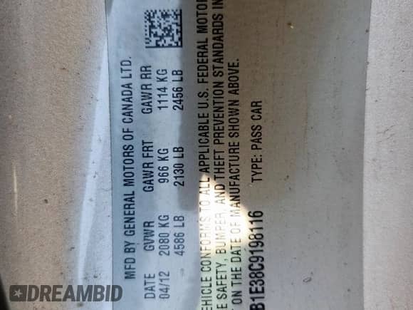 2012 Chevrolet Camaro 1LT z VIN 2G1FB1E38C9198116, wystawiony jako Copart lot #86220095 z przebiegiem 137 842 mil mil oraz Czysty tytuł • Clean title. Historia ofert i sprzedaży dostępna na DreamBid. Obrazek 12.