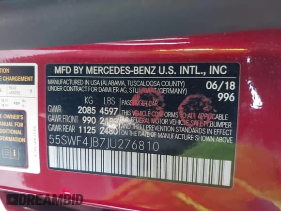 ✅ 2018 Mercedes-Benz C 300 • VIN: 55SWF4JB7JU276810 • Lot: 43573611. Listed on IAAI with 69,636 mi. Free auction sales archive from the USA and detailed vehicle history report at DreamBid. Image 9.