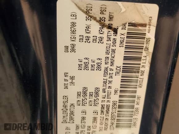 2007 Dodge 1500 SLT с VIN 1D7HA18297S132903, выставлен на аукционе Copart как лот 55751354 с пробегом 229 292 миль миль и Списание • Salvage title. История ставок и продаж доступна на DreamBid. Изображение 12.