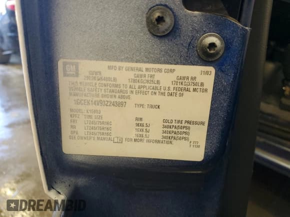 ✅ 2003 Chevrolet Silverado 1500 Work Truck • VIN: 1GCEK14V93Z243897 • Лот: 74424424. Опубликован ранее на Copart с пробегом 212 894 миль. Бесплатный доступ к архиву аукционных продаж из США и подробный отчёт об истории автомобиля на DreamBid. Изображение 12.