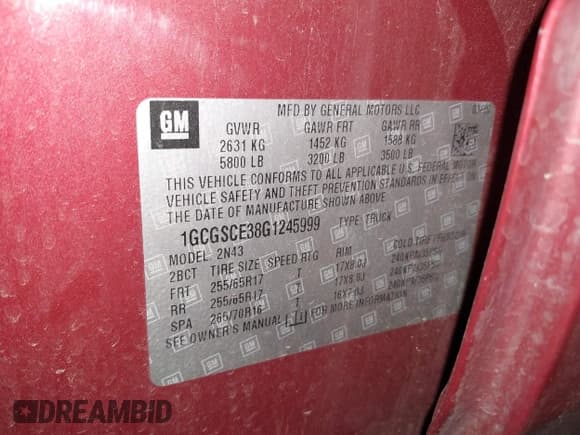 ✅ 2016 Chevrolet Colorado 2WD LT • VIN: 1GCGSCE38G1245999 • Lot: 43257660. Wystawiony na IAAI z przebiegiem 179 920 mil. Bezpłatny archiwum sprzedaży aukcyjnych z USA i szczegółowy raport historii pojazdu na DreamBid. Zdjęcie 9.