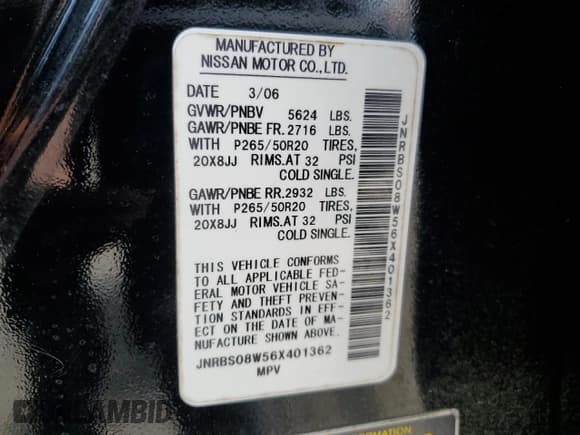 ✅ 2006 Infiniti FX • VIN: JNRBS08W56X401362 • Lot: 54394305. Wystawiony na Copart z przebiegiem 146 540 mil. Bezpłatny archiwum sprzedaży aukcyjnych z USA i szczegółowy raport historii pojazdu na DreamBid. Zdjęcie 13.