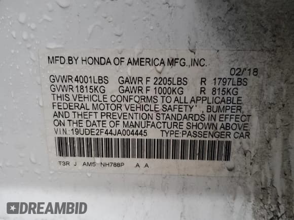 ✅ 2018 Acura ILX Special Edition • VIN: 19UDE2F44JA004445 • Lot: 47698335. Listed on Copart with 106,612 mi. Free auction sales archive from the USA and detailed vehicle history report at DreamBid. Image 14.