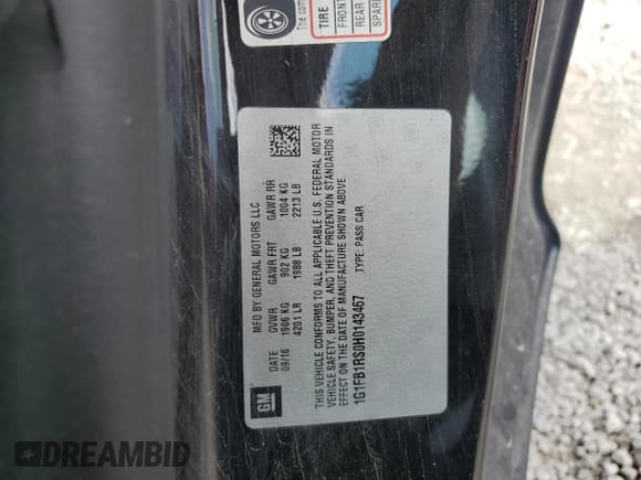 ✅ 2017 Chevrolet Camaro 1LT • VIN: 1G1FB1RS0H0143467 • Lot: 81763475. Listed on Copart with 101,707 mi. Free auction sales archive from the USA and detailed vehicle history report at DreamBid. Image 12.