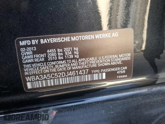 ✅ 2013 BMW 3 Series 328i • VIN: WBA3A5C52DJ461437 • Lot: 70893365. Wystawiony na Copart z przebiegiem 190 374 mil. Bezpłatny archiwum sprzedaży aukcyjnych z USA i szczegółowy raport historii pojazdu na DreamBid. Zdjęcie 12.
