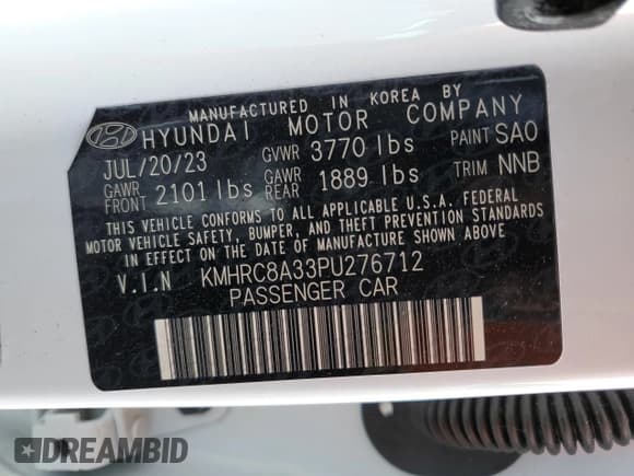 ✅ 2023 Hyundai Venue SEL • VIN: KMHRC8A33PU276712 • Lot: 85331294. Listed on Copart with 12,830 mi. Free auction sales archive from the USA and detailed vehicle history report at DreamBid. Image 15.