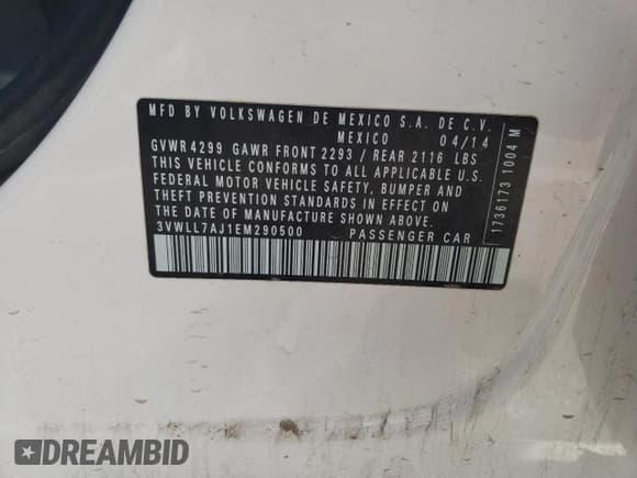 ✅ 2014 Volkswagen Jetta TDI • VIN: 3VWLL7AJ1EM290500 • Lot: 90824265. Wystawiony na Copart z przebiegiem 158 400 mil. Bezpłatny archiwum sprzedaży aukcyjnych z USA i szczegółowy raport historii pojazdu na DreamBid. Zdjęcie 13.