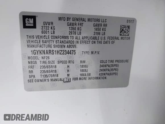 ✅ 2017 Cadillac XT5 FWD • VIN: 1GYKNARS1HZ234475 • Лот: 43181690. Опубликован ранее на IAAI с пробегом 81 645 миль. Бесплатный доступ к архиву аукционных продаж из США и подробный отчёт об истории автомобиля на DreamBid. Изображение 9.