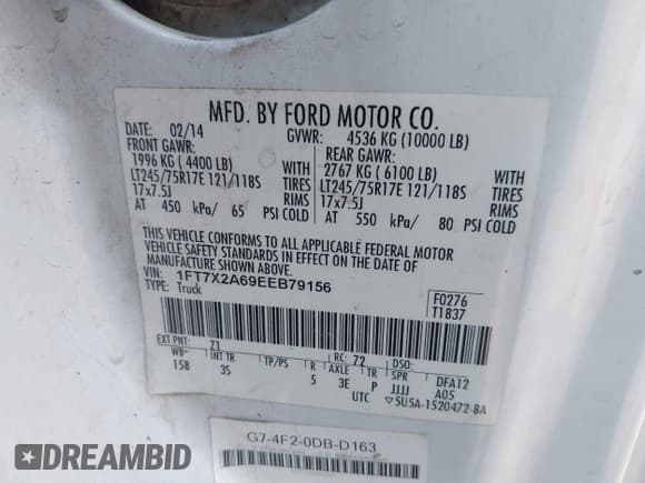 ✅ 2014 Ford F-250 XL • VIN: 1FT7X2A69EEB79156 • Lot: 43090392. Listed on IAAI with 246,582 mi. Free auction sales archive from the USA and detailed vehicle history report at DreamBid. Image 9.