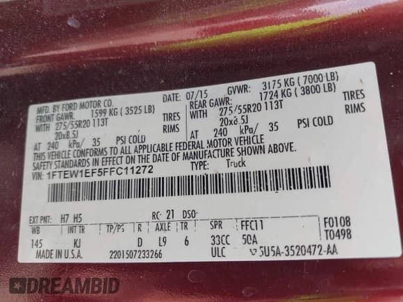 ✅ 2015 Ford F-150 XLT • VIN: 1FTEW1EF5FFC11272 • Lot: 42299443. Wystawiony na IAAI z przebiegiem Nie podano. Bezpłatny archiwum sprzedaży aukcyjnych z USA i szczegółowy raport historii pojazdu na DreamBid. Zdjęcie 9.