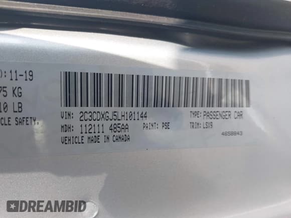 ✅ 2020 Dodge Charger Scat Pack • VIN: 2C3CDXGJ5LH101144 • Лот: 43249226. Опубликован ранее на IAAI с пробегом Не указан. Бесплатный доступ к архиву аукционных продаж из США и подробный отчёт об истории автомобиля на DreamBid. Изображение 9.