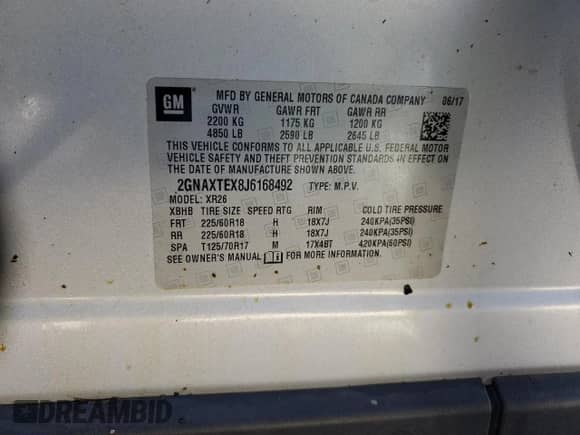 2018 Chevrolet Equinox LT with VIN 2GNAXTEX8J6168492, listed as a Copart auction lot 90454705 with 120,701 mi miles and Salvage title. Bid and sale history available at DreamBid. Image 13.