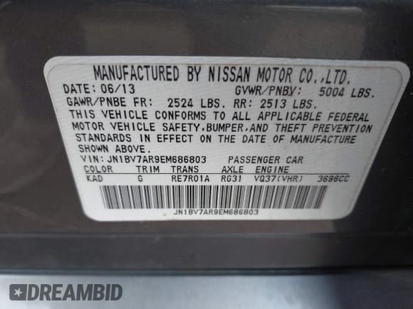 ✅ 2014 Infiniti Q50 Premium • VIN: JN1BV7AR9EM686803 • Лот: 43756238. Опубликован ранее на IAAI с пробегом 97 339 миль. Бесплатный доступ к архиву аукционных продаж из США и подробный отчёт об истории автомобиля на DreamBid. Изображение 9.