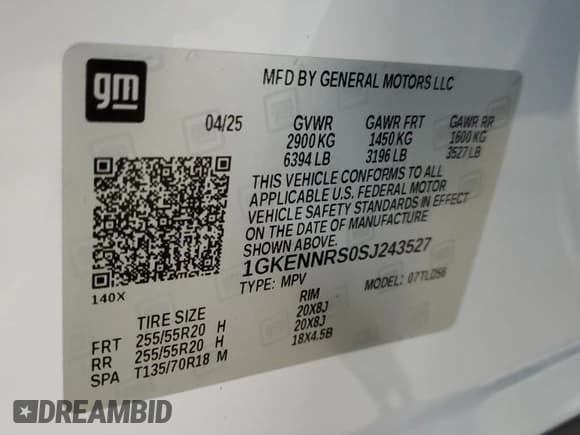 ✅ 2025 GMC Acadia AWD Elevation • VIN: 1GKENNRS0SJ243527 • Лот: 80530105. Опубликован ранее на Copart с пробегом 4 391 миль. Бесплатный доступ к архиву аукционных продаж из США и подробный отчёт об истории автомобиля на DreamBid. Изображение 14.