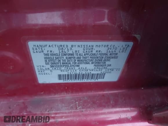 ✅ 2014 Nissan Note S • VIN: 3N1CE2CP2EL375789 • Lot: 43694424. Listed on IAAI with 105,630 mi. Free auction sales archive from the USA and detailed vehicle history report at DreamBid. Image 9.