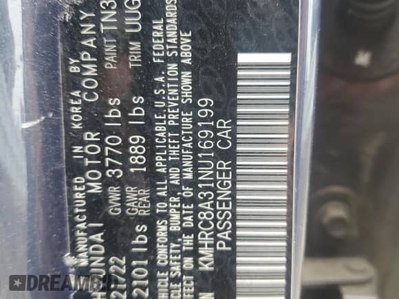 2022 Hyundai Venue SEL z VIN KMHRC8A31NU169199, wystawiony jako Copart lot #69217724 z przebiegiem 39 695 mil mil oraz Szkoda całkowita • Salvage title. Historia ofert i sprzedaży dostępna na DreamBid. Obrazek 12.