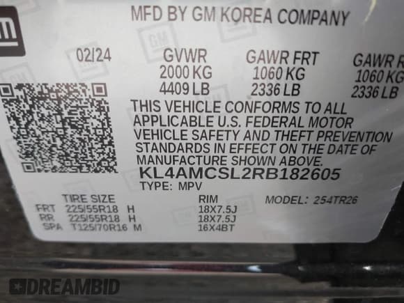 ✅ 2024 Buick Encore GX Preferred • VIN: KL4AMCSL2RB182605 • Лот: 42127395. Опубликован ранее на IAAI с пробегом 5 393 миль. Бесплатный доступ к архиву аукционных продаж из США и подробный отчёт об истории автомобиля на DreamBid. Изображение 9.