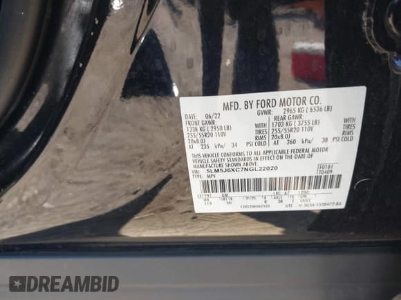 ✅ 2022 Lincoln Aviator Standard • VIN: 5LM5J6XC7NGL22020 • Lot: 41976643. Listed on IAAI with 72,208 mi. Free auction sales archive from the USA and detailed vehicle history report at DreamBid. Image 9.