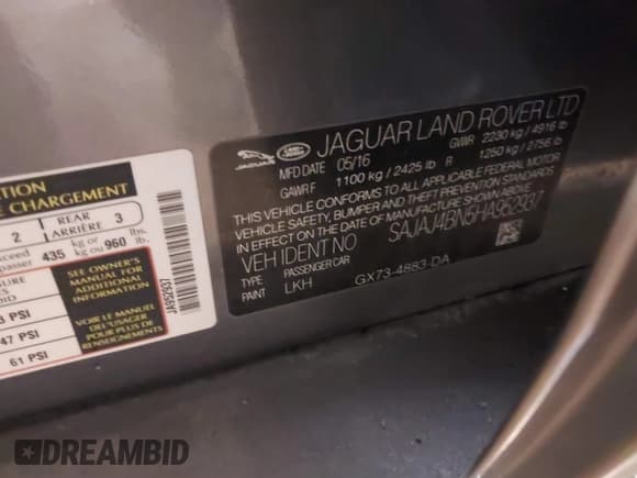 ✅ 2017 Jaguar XE • VIN: SAJAJ4BN5HA952937 • Lot: 41220091. Listed on IAAI with 38,010 mi. Free auction sales archive from the USA and detailed vehicle history report at DreamBid. Image 9.