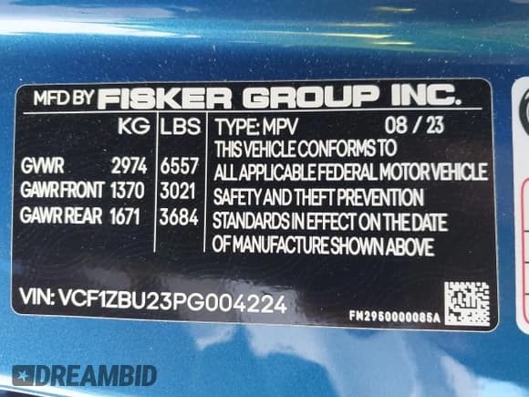 ✅ 2023 Fisker Ocean One • VIN: VCF1ZBU23PG004224 • Лот: 43533105. Опубликован ранее на IAAI с пробегом 7 миль. Бесплатный доступ к архиву аукционных продаж из США и подробный отчёт об истории автомобиля на DreamBid. Изображение 9.