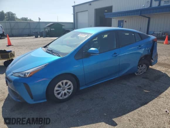 2021 Toyota Prius L Eco with VIN JTDKAMFU8M3140891, listed as a Copart auction lot 80926285 with 91,047 mi miles and Salvage title. Bid and sale history available at DreamBid. Image 1.