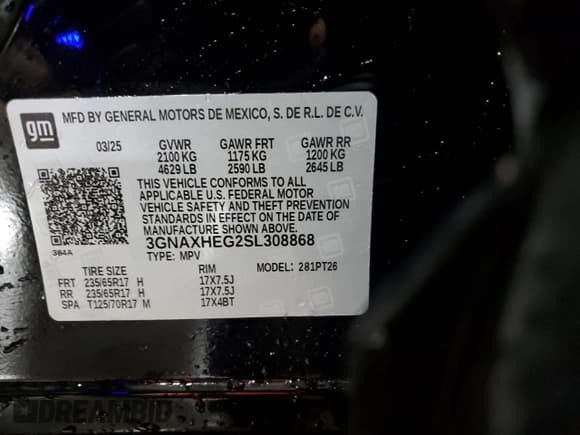 ✅ 2025 Chevrolet Equinox FWD LT • VIN: 3GNAXHEG2SL308868 • Lot: 69357215. Wystawiony na Copart z przebiegiem 9 187 mil. Bezpłatny archiwum sprzedaży aukcyjnych z USA i szczegółowy raport historii pojazdu na DreamBid. Zdjęcie 13.