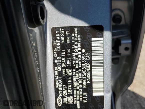 ✅ 2017 Hyundai Accent SE • VIN: KMHCT5AE8HU359396 • Лот: 70502264. Опубликован ранее на Copart с пробегом 134 357 миль. Бесплатный доступ к архиву аукционных продаж из США и подробный отчёт об истории автомобиля на DreamBid. Изображение 12.