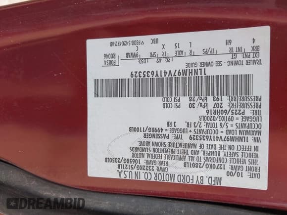 ✅ 2001 Lincoln Continental • VIN: 1LNHM97V41Y635329 • Lot: 42429740. Listed on IAAI with 163,842 mi. Free auction sales archive from the USA and detailed vehicle history report at DreamBid. Image 9.