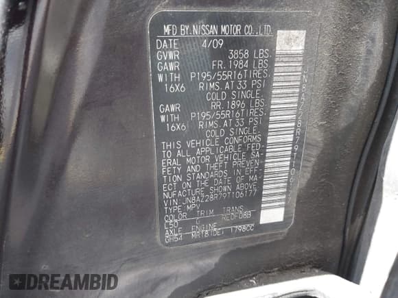 ✅ 2009 Nissan Cube S • VIN: JN8AZ28R79T106177 • Lot: 41737236. Wystawiony na IAAI z przebiegiem 236 653 mil. Bezpłatny archiwum sprzedaży aukcyjnych z USA i szczegółowy raport historii pojazdu na DreamBid. Zdjęcie 9.