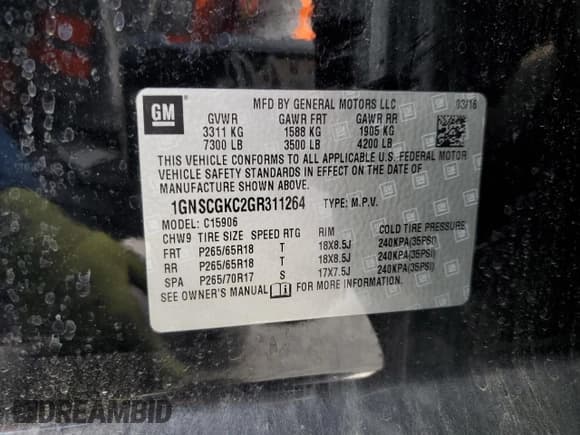 ✅ 2016 Chevrolet Suburban LS • VIN: 1GNSCGKC2GR311264 • Lot: 85888635. Wystawiony na Copart z przebiegiem 178 087 mil. Bezpłatny archiwum sprzedaży aukcyjnych z USA i szczegółowy raport historii pojazdu na DreamBid. Zdjęcie 12.