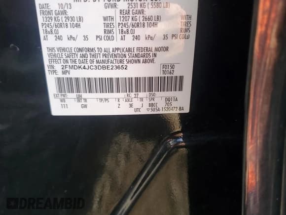 ✅ 2013 Ford Edge SEL • VIN: 2FMDK4JC3DBE23652 • Лот: 82738795. Опубликован ранее на Copart с пробегом 171 822 миль. Бесплатный доступ к архиву аукционных продаж из США и подробный отчёт об истории автомобиля на DreamBid. Изображение 14.