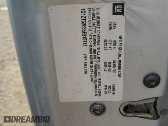 2005 Chevrolet Malibu LS with VIN 1G1ZT52855F315713, listed as a Copart auction lot 61149414 with 136,195 mi miles and Salvage title. Bid and sale history available at DreamBid. Image 14.