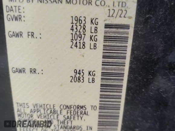 ✅ 2023 Nissan Altima SV • VIN: 1N4BL4DVXPN340613 • Lot: 87476275. Listed on Copart with 67,516 mi. Free auction sales archive from the USA and detailed vehicle history report at DreamBid. Image 12.