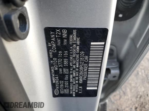 ✅ 2023 Hyundai Venue Limited • VIN: KMHRC8A38PU218109 • Lot: 82295964. Listed on Copart with 61,796 mi. Free auction sales archive from the USA and detailed vehicle history report at DreamBid. Image 12.