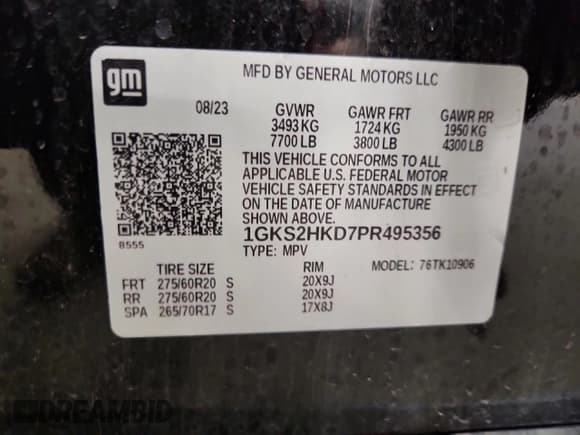 ✅ 2023 GMC Yukon XL AT4 • VIN: 1GKS2HKD7PR495356 • Lot: 59892145. Listed on Copart with 28,374 mi. Free auction sales archive from the USA and detailed vehicle history report at DreamBid. Image 14.