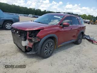 2022 Nissan Pathfinder SV with VIN 5N1DR3BAXNC256257, listed as a Copart auction lot 62105605 with 104,494 mi miles and Salvage title. Bid and sale history available at DreamBid. Image 1.