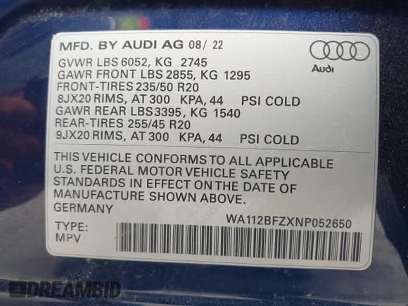 ✅ 2022 Audi Q4 e-tron • VIN: WA112BFZXNP052650 • Lot: 41680744. Listed on IAAI with 25,810 mi. Free auction sales archive from the USA and detailed vehicle history report at DreamBid. Image 9.