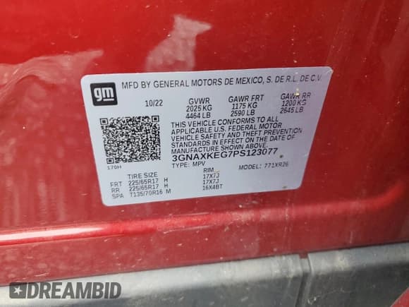 ✅ 2023 Chevrolet Equinox LT • VIN: 3GNAXKEG7PS123077 • Lot: 81918155. Listed on Copart with 17,715 mi. Free auction sales archive from the USA and detailed vehicle history report at DreamBid. Image 13.