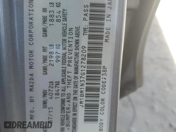 ✅ 2016 Mazda 3 S Grand Touring • VIN: JM1BM1N37G1278209 • Лот: 66893975. Опубликован ранее на Copart с пробегом 99 290 миль. Бесплатный доступ к архиву аукционных продаж из США и подробный отчёт об истории автомобиля на DreamBid. Изображение 12.